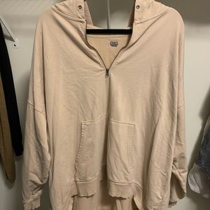 Tan Aerie Zip Up Oversized Hoodie